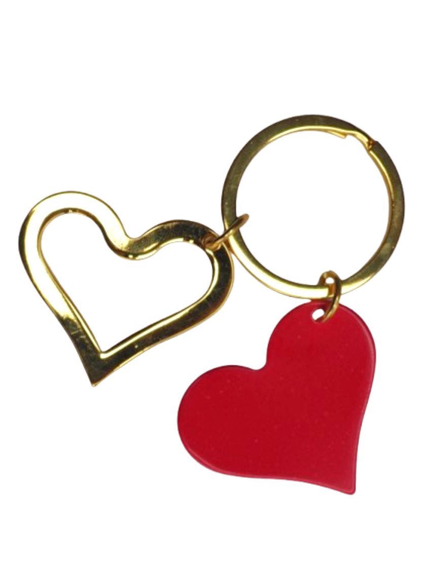 2 Piece Hearts Red & Gold Keyring