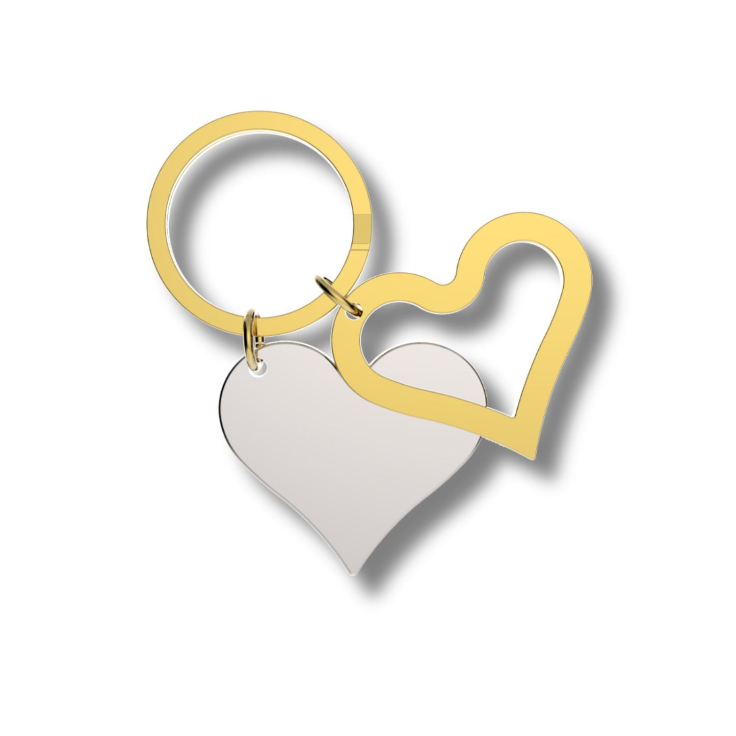 Piece Hearts Silver Gold Keyring - Main Image