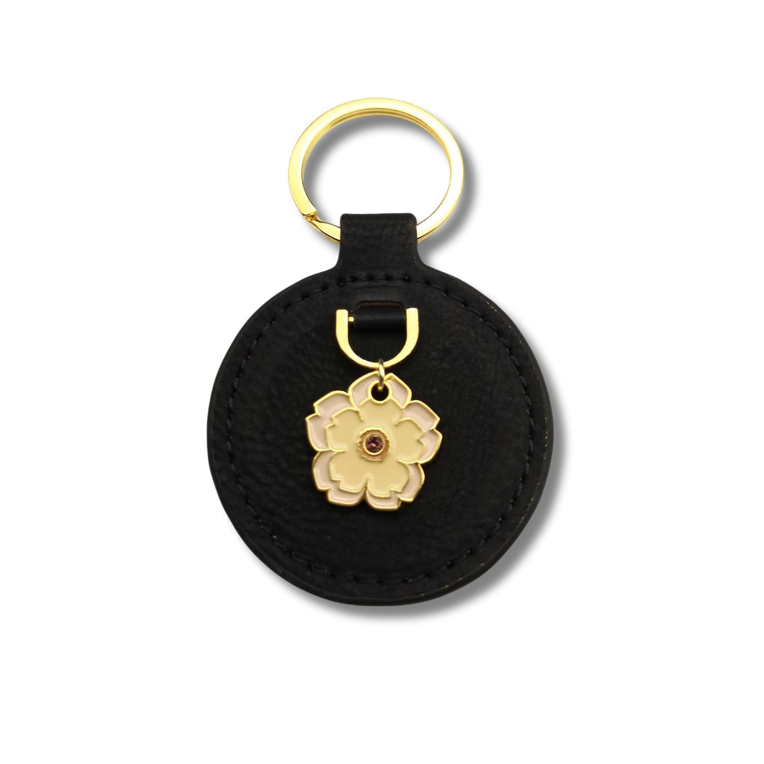 2 Piece 3D Flower Faux Leather Keyring