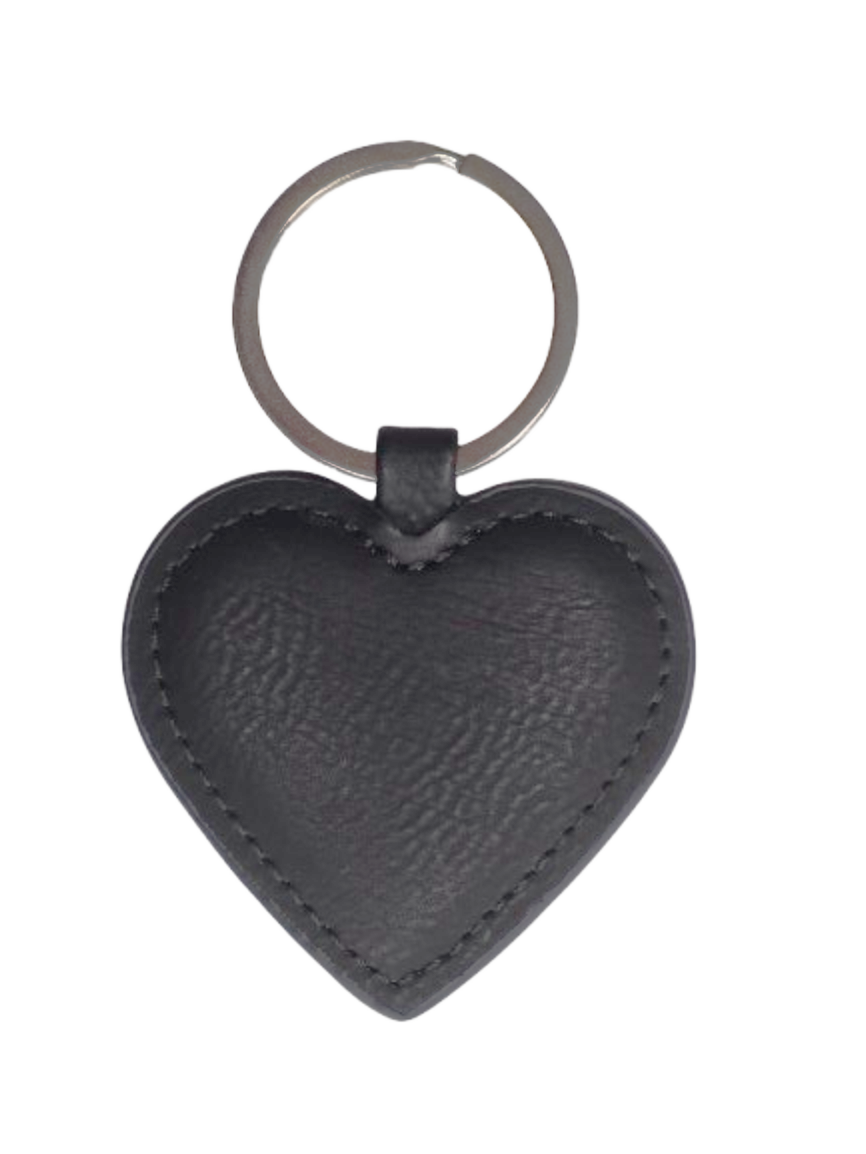 Black Heart Faux Leather Keyring