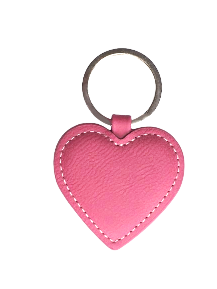 Pink Heart Faux-Leather Keyring