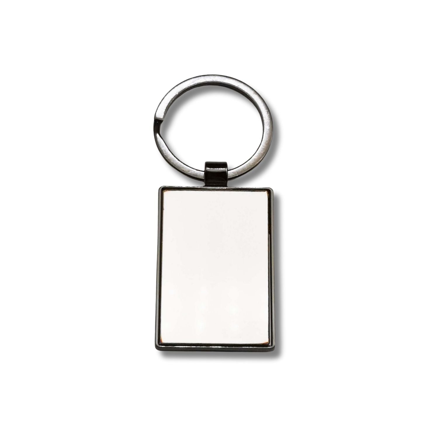 Rectangle Black Silver Keyring