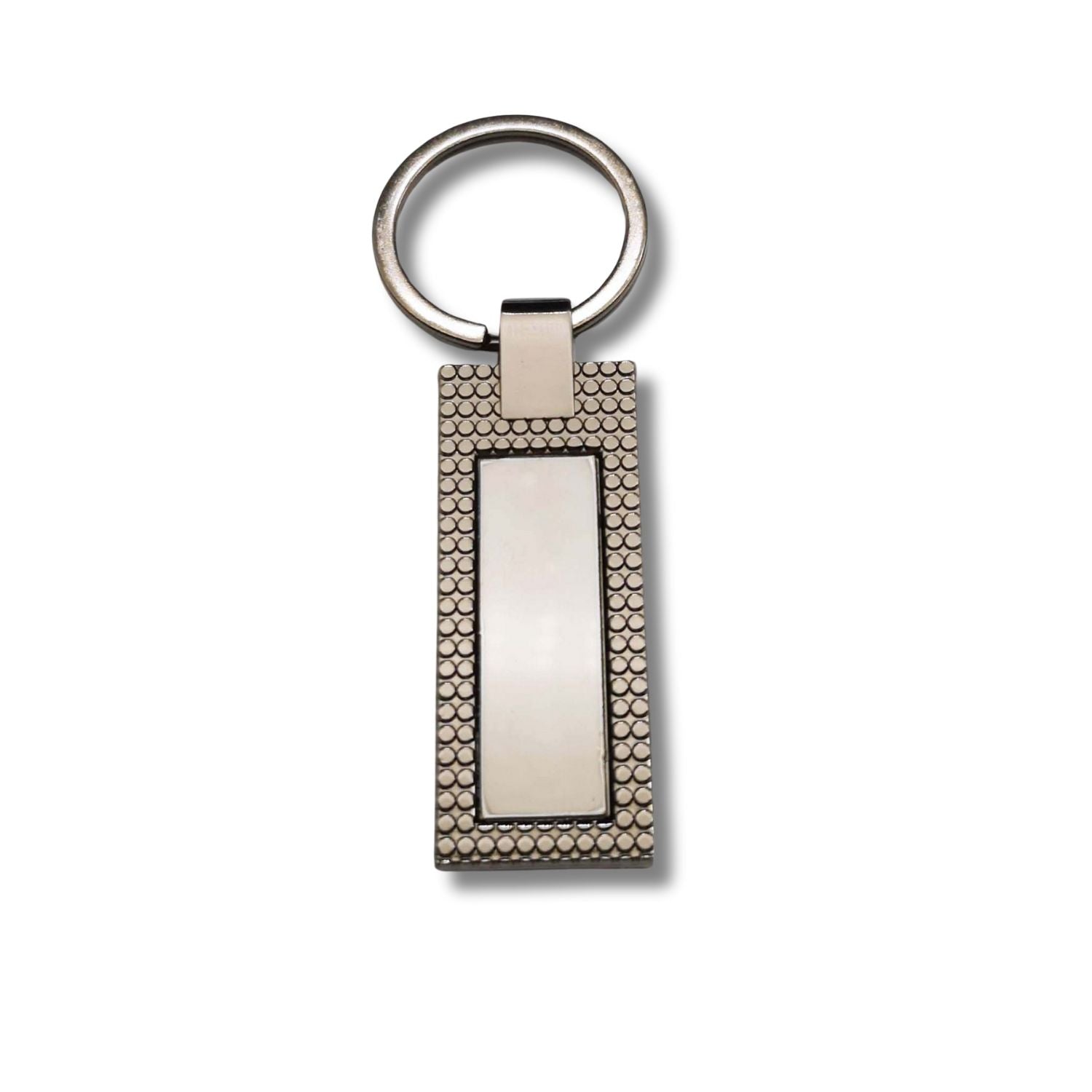 Grained Gunmetal Rectangle Keyring