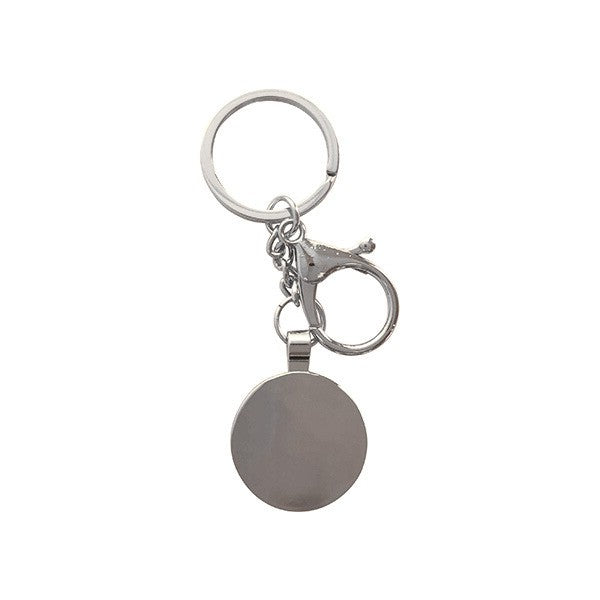 Silver Polished Metal Circle Keyring