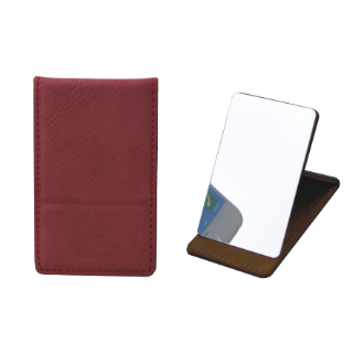 Faux Leather Travel Pocket Mirror