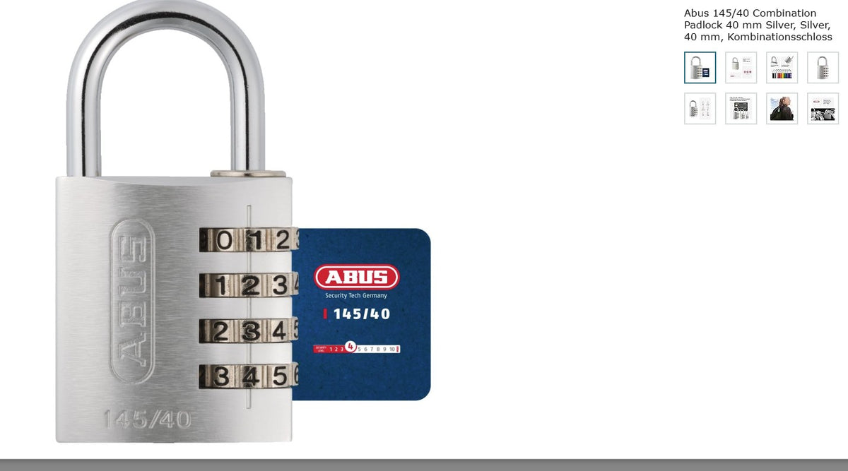 Aluminium Combination 40mm 40mm Silver 145 Abus