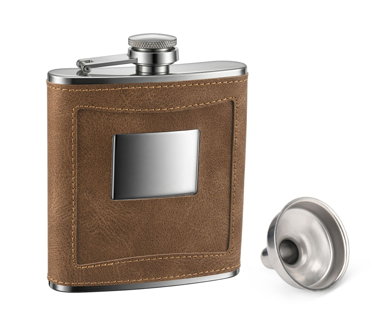 HIPFLASK BROWN STAINLESS STEEL HIPFLASK