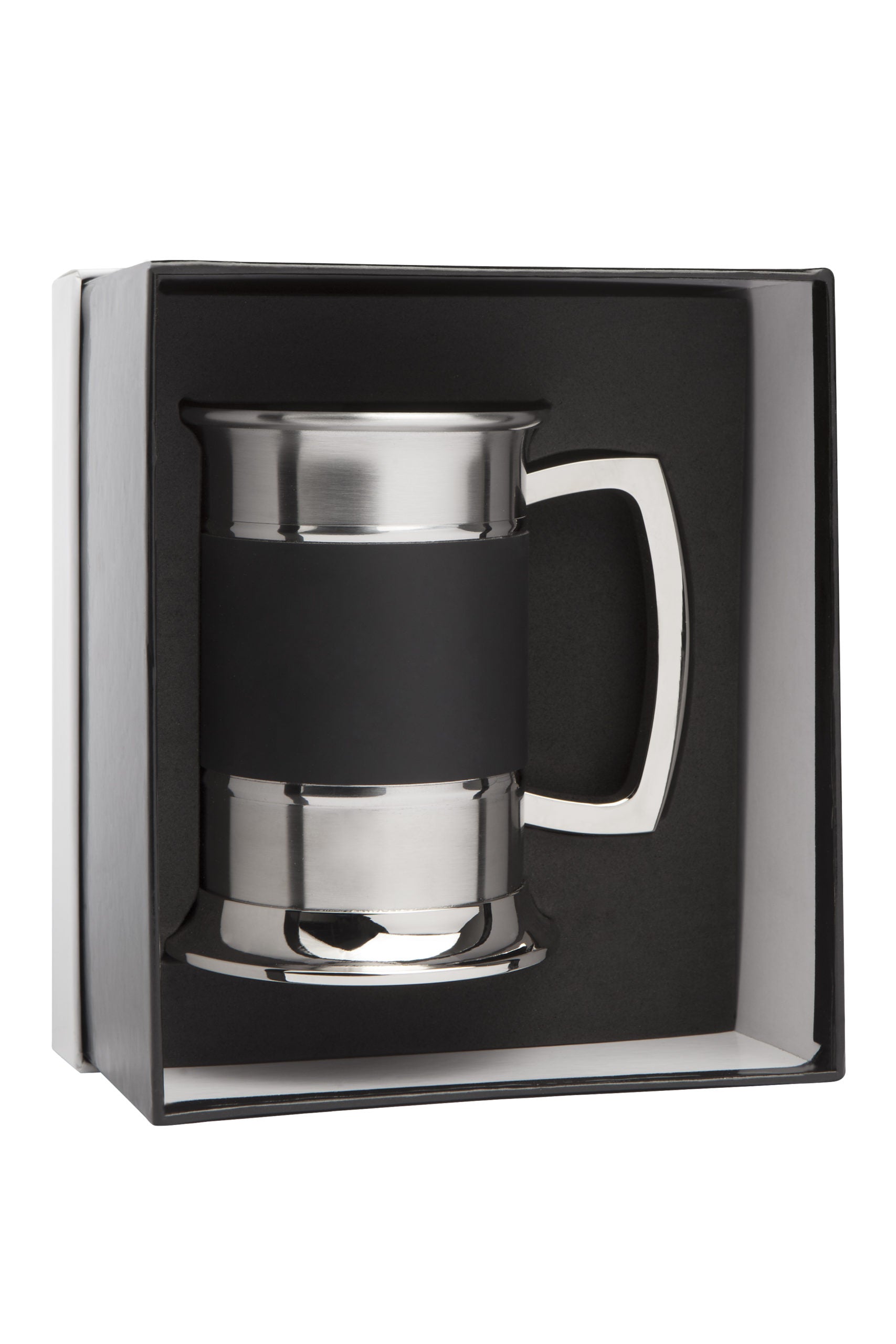 Black Leather & Stainless Steel Tankard -3144