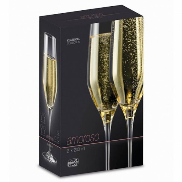 Amoroso Champagne Flutes Boxed