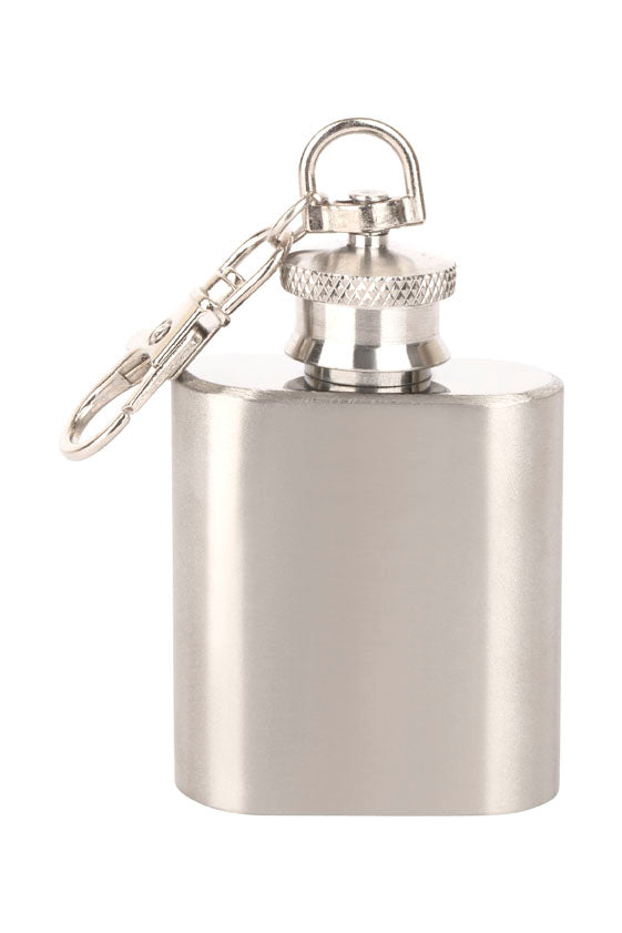 Brushed Stainless Steel Hipflask and Keyring Flask Set