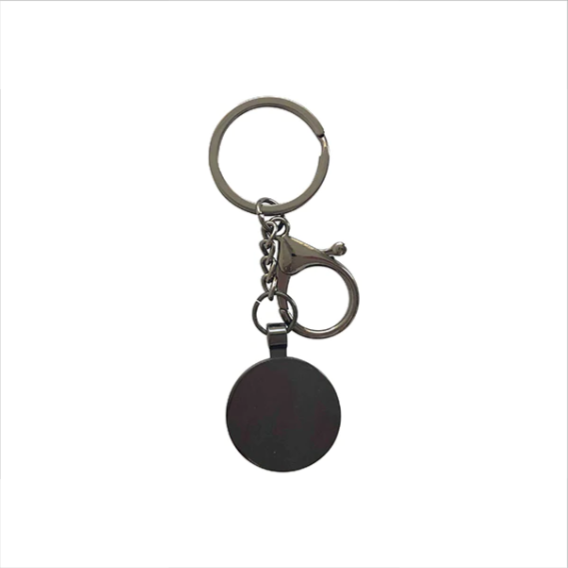 Gun Metal Circle Keyring