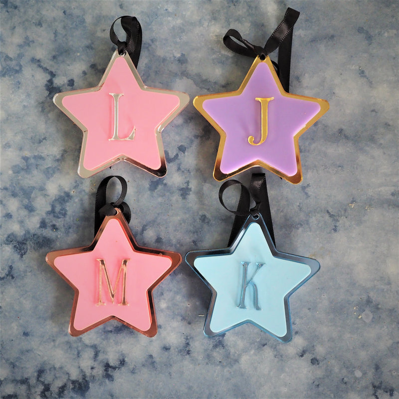 Initial Star Shaped Christmas Ornament