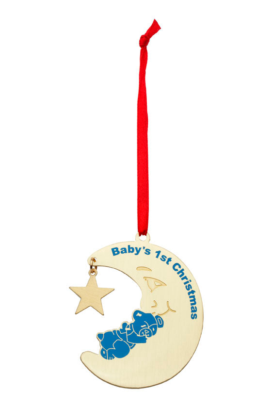 Baby's 1st Christmas Keepsake- blue brass bear