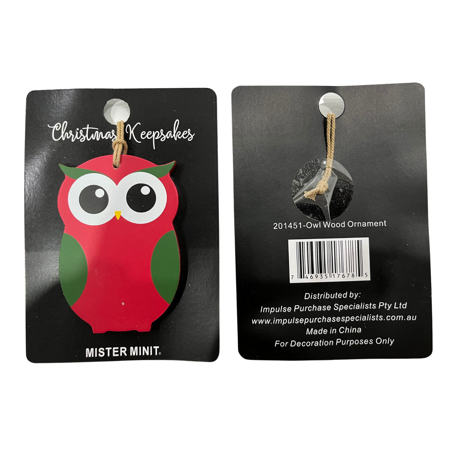 Owl Wooden Christmas Keepsake