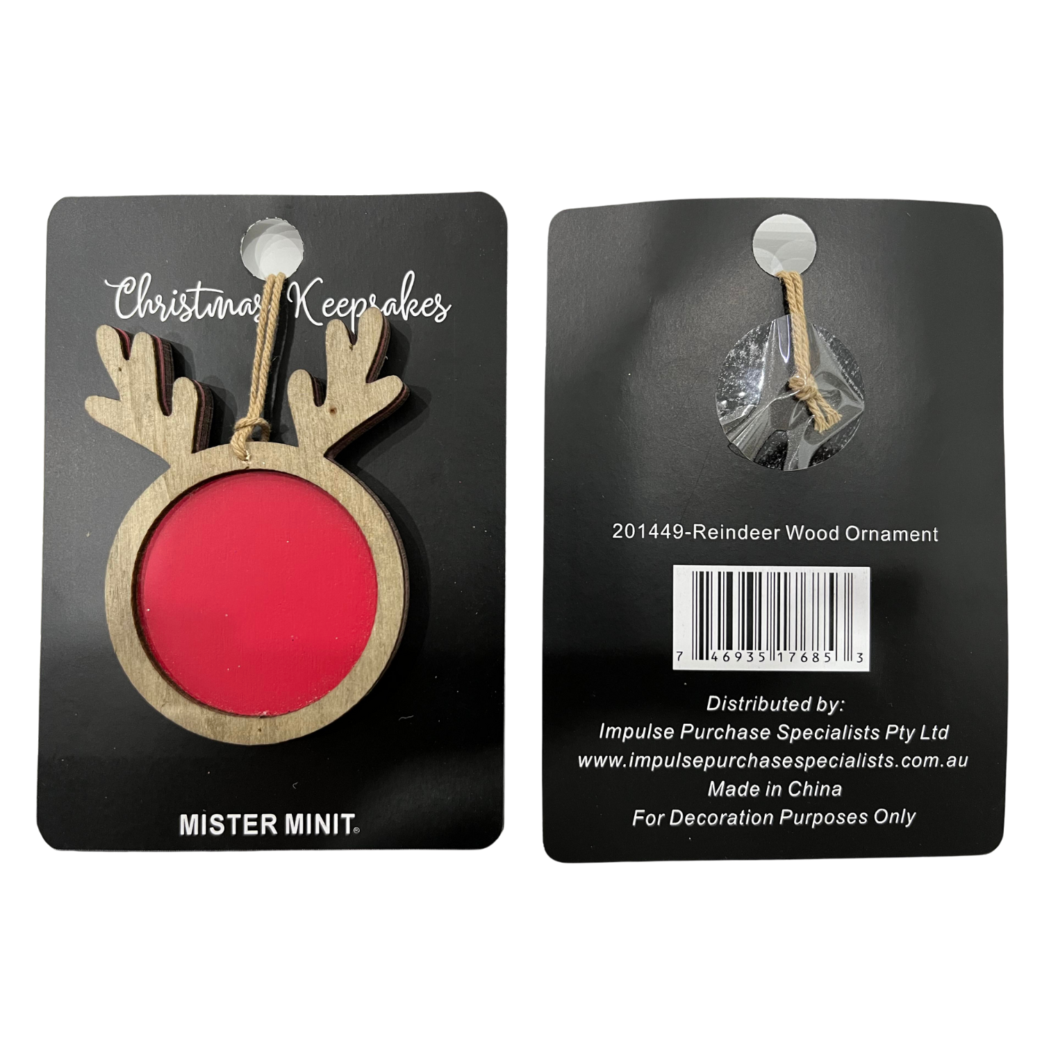Reindeer Bauble Wooden Christmas Keepsake