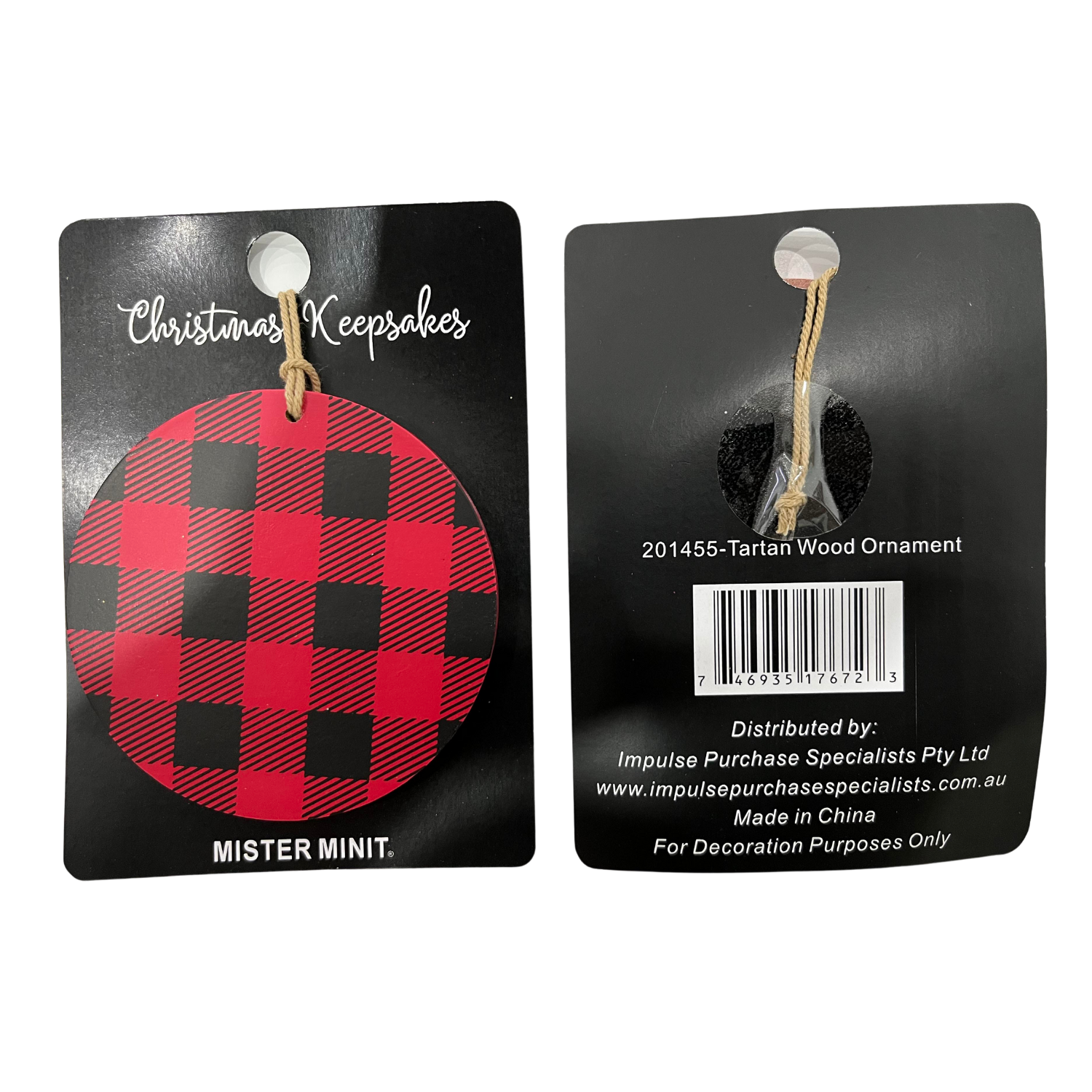 Tartan Bauble Wooden Christmas Keepsake