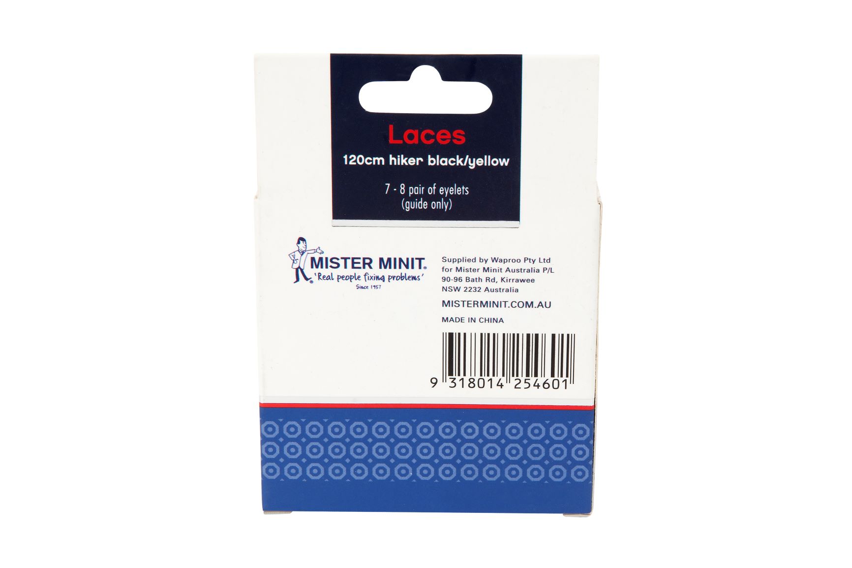 120cm Hiker Black/Yellow Laces