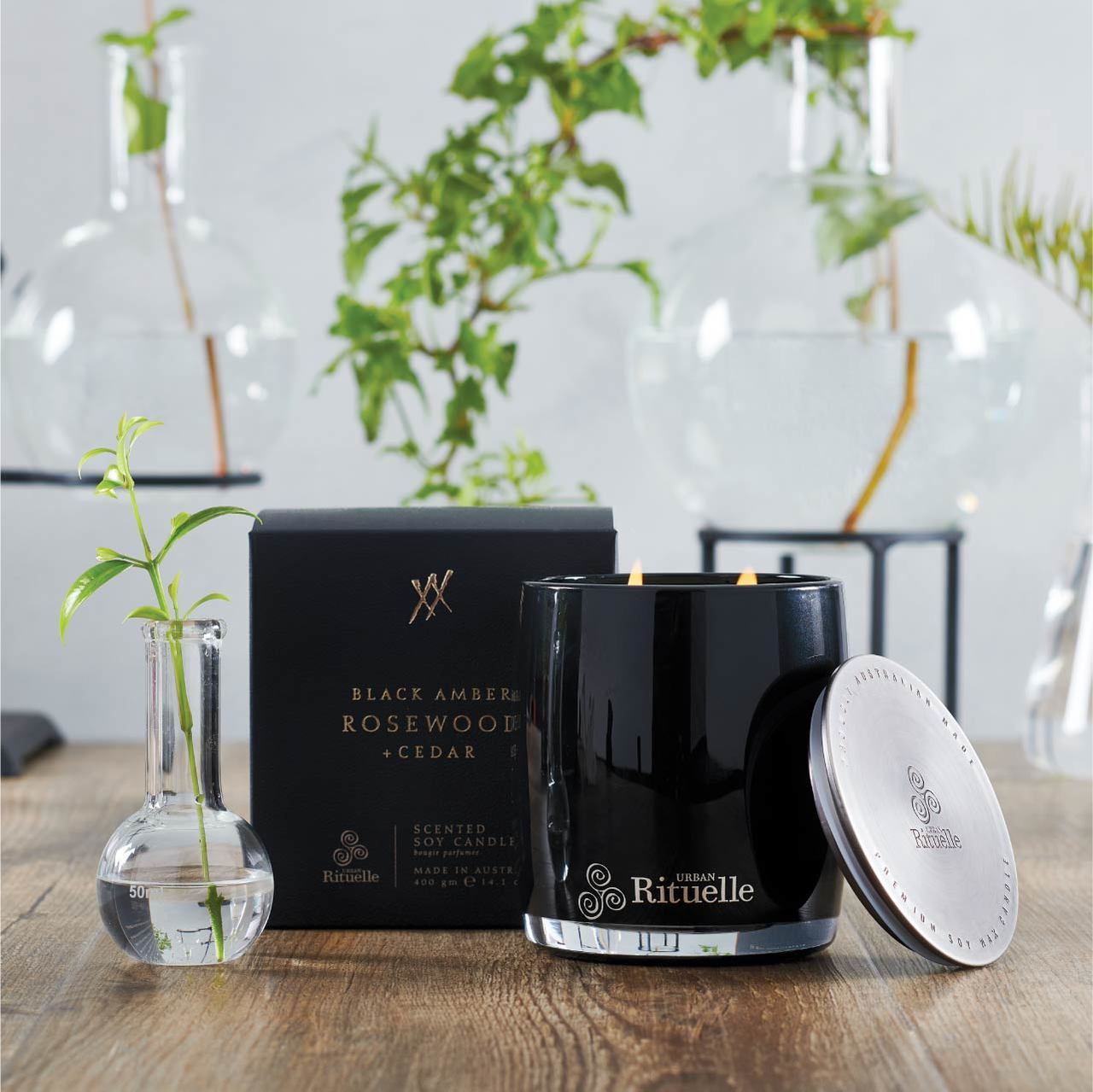 Urban Rituelle Vanilla Lavender & Geranium Scented Soy Candle - 140gm