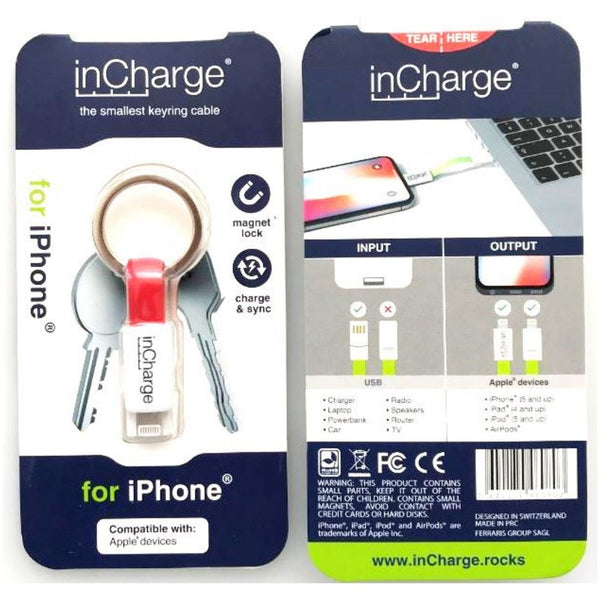 inCharge Keyring Red iPhone Charging Cable