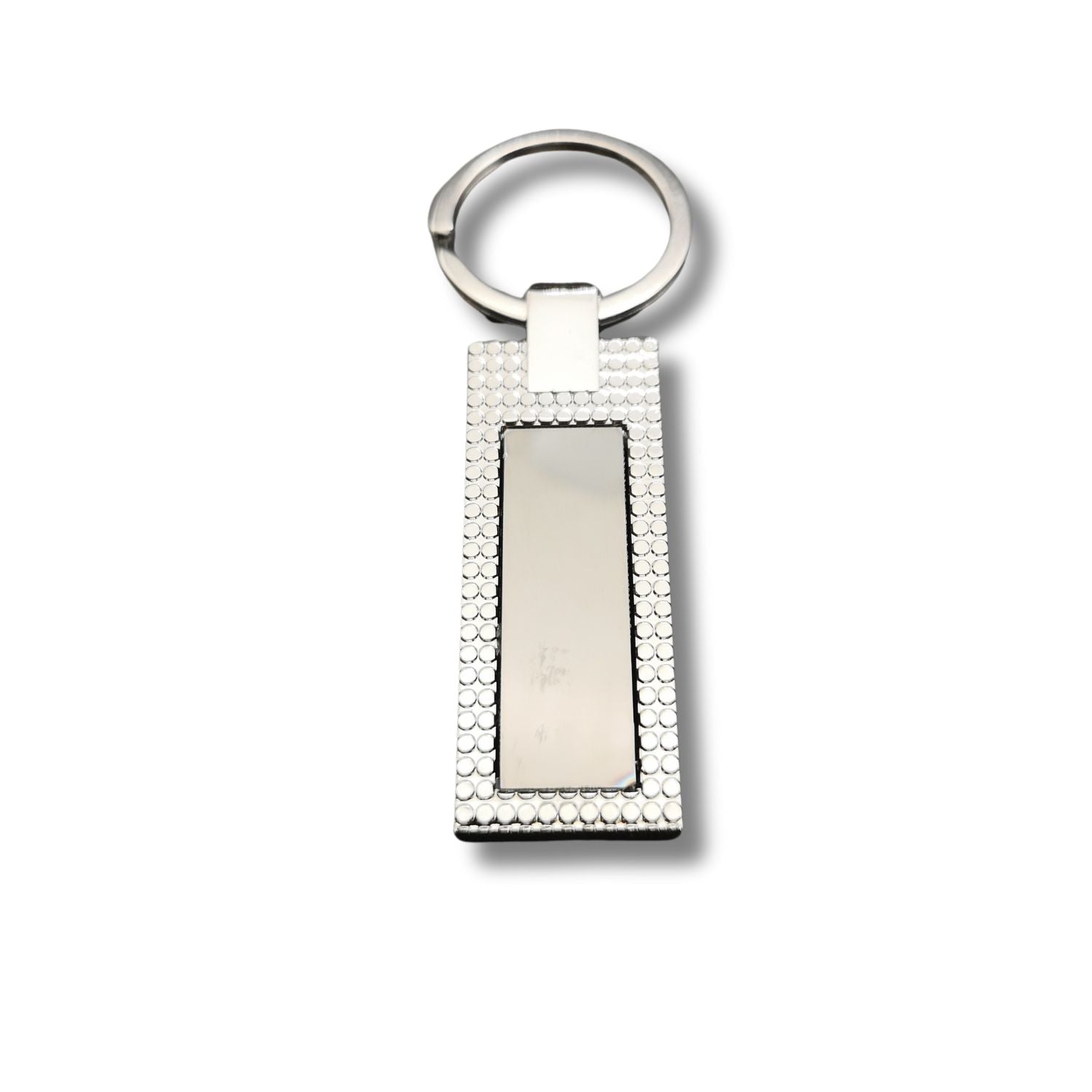 Grained Silver Black Keyring