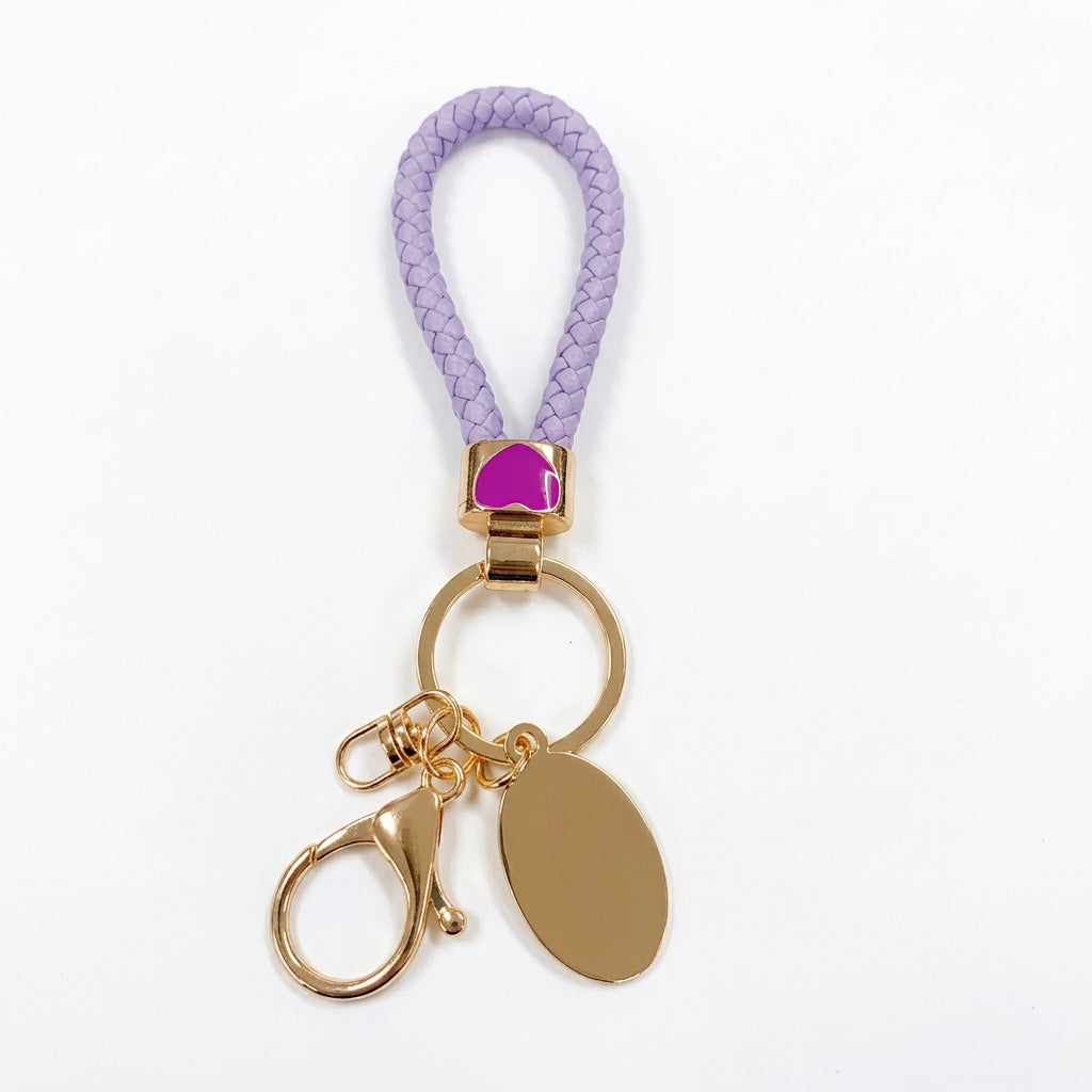 Purple and Rose Gold Leather Keychain