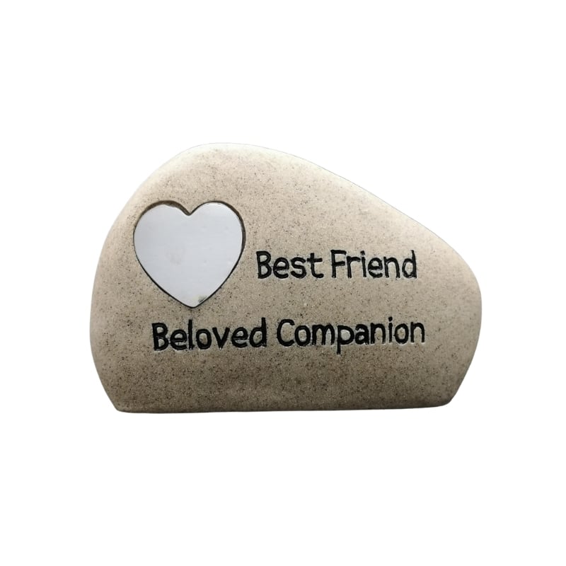 Pet Memorial Stone with Engravable Heart Plate