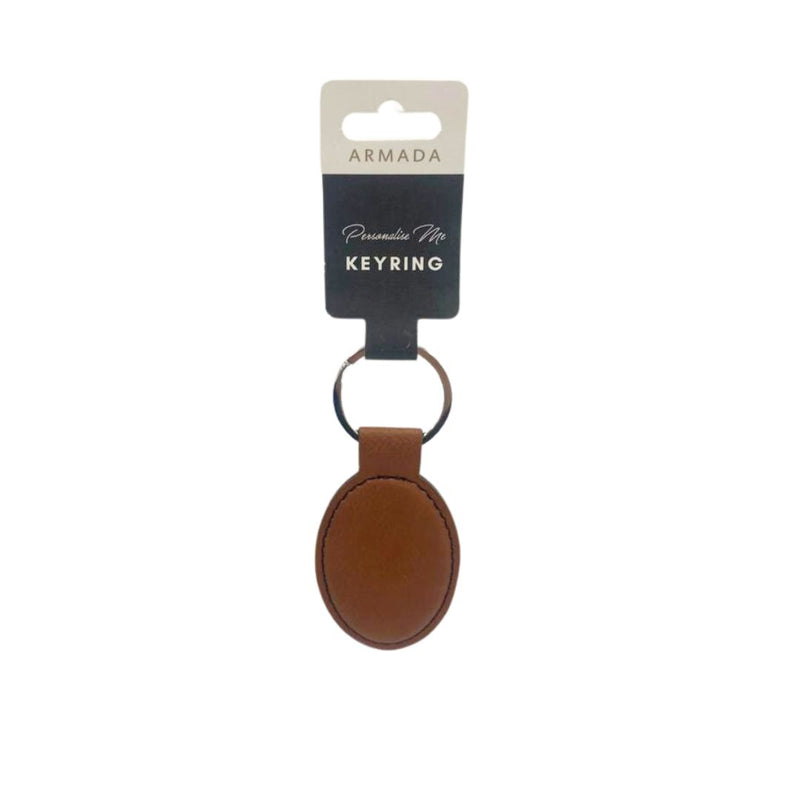 Faux Leather Oval Keyring