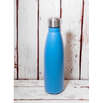 Blue double walled personalised drink bottle