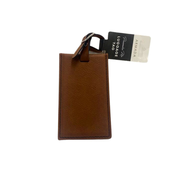 Personalised brown luggage travel tag