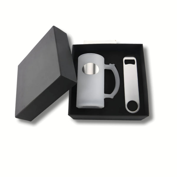 Frosted Beer Mug & Bottle Opener Gift Set