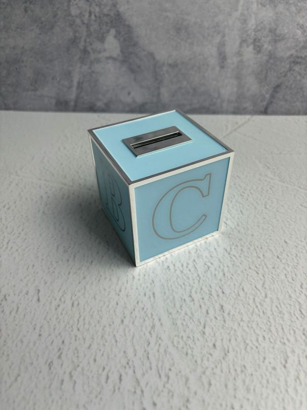 ABC CUBE BANK BLUE & SILVER 8X8X8CM