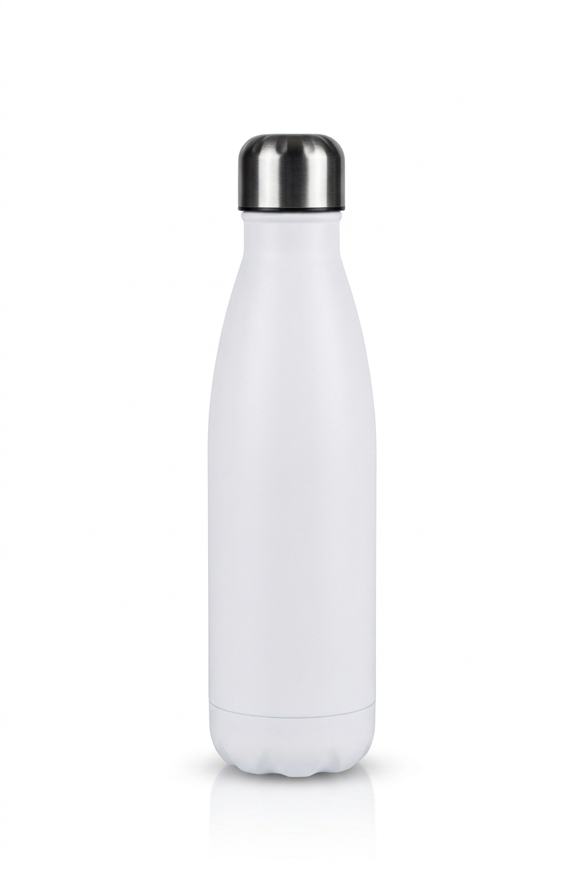 White engraved double walled drink bottle