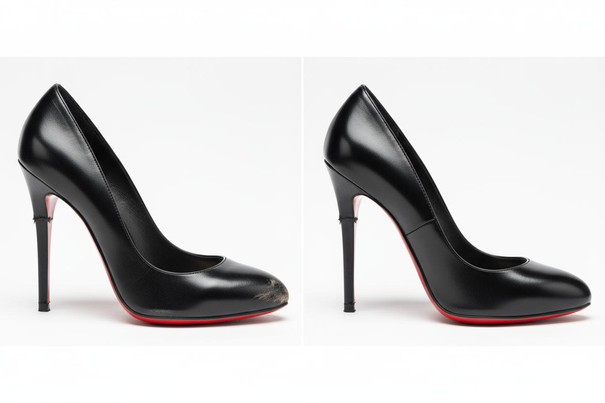 before and after womens high heel repair