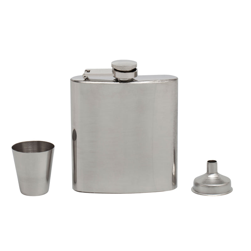 HIGH POLISHED STAINLESS STEEL HIPFLASK - BOXED