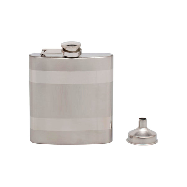 S/Steel Double Banded Hipflask - Add Personalisation