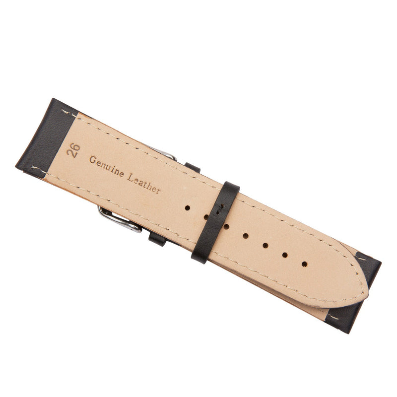 26mm black padded calf leather watch band back 2580006