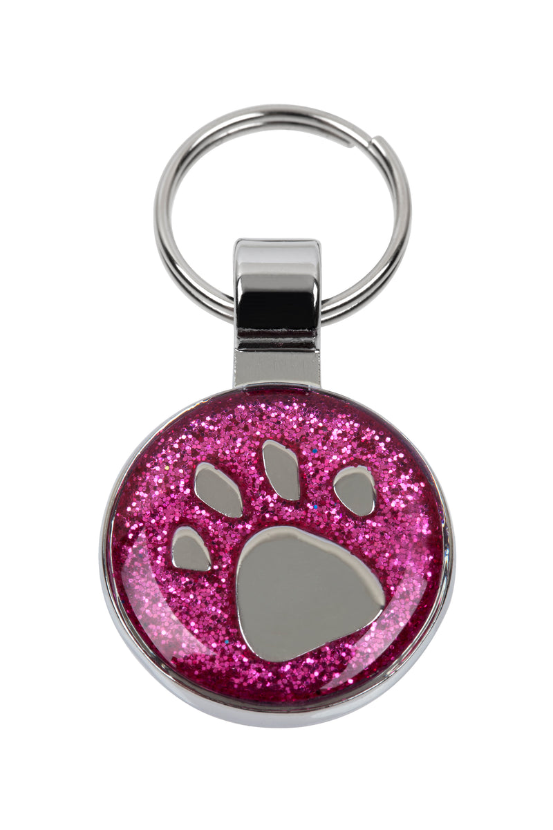 Pink Glitter Paw Print - Cat ID Tag - Engraved by Mister Minit