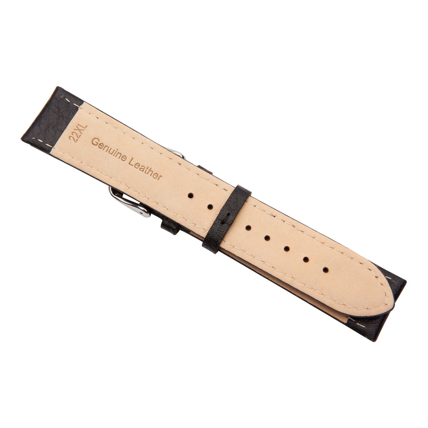 Black Soft Italian Buffalo Leather Watch Band 22mm 2511122 2