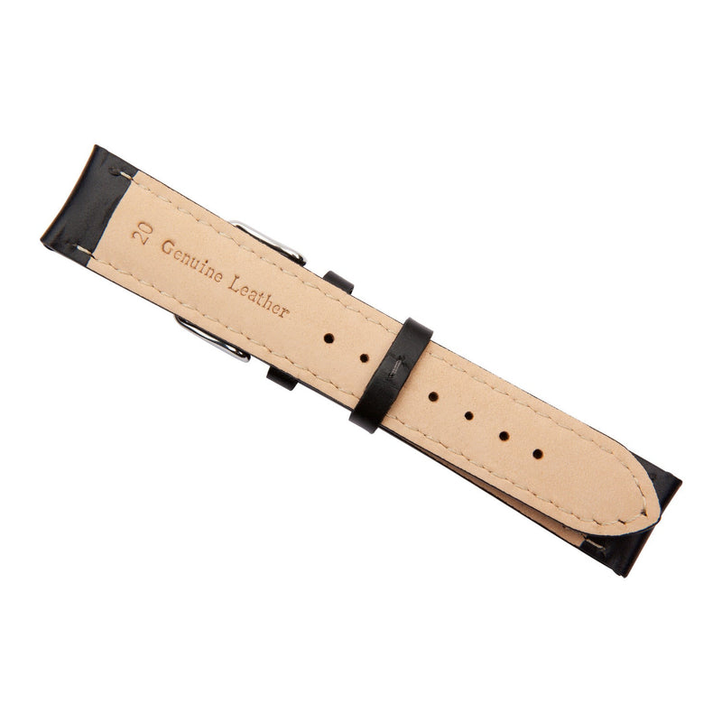 Black Stitched Oil Calf Leather Watch Band 20mm 2511020 2