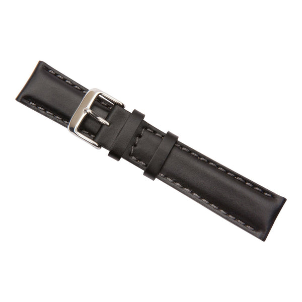 Black Stitched Oil Calf Leather Watch Band 20mm 2511020