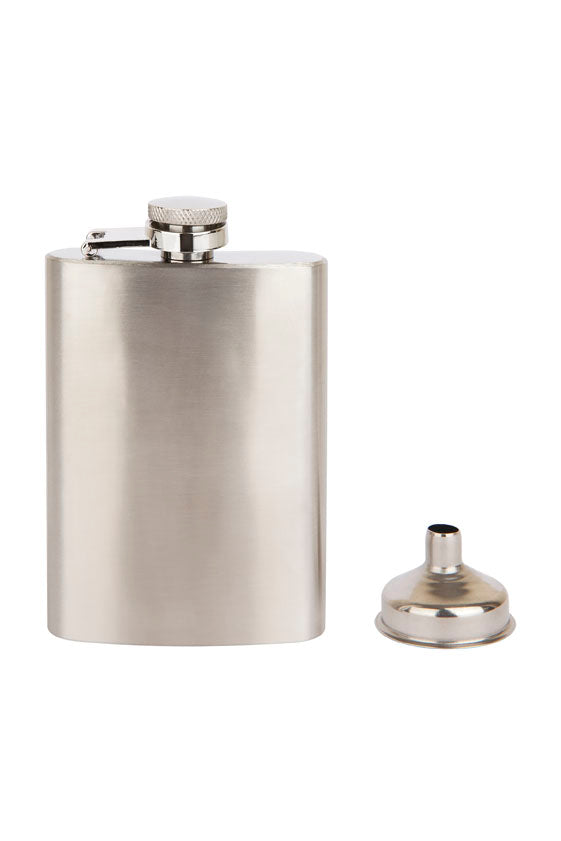 Brushed Stainless Steel Hipflask and Keyring Flask Set