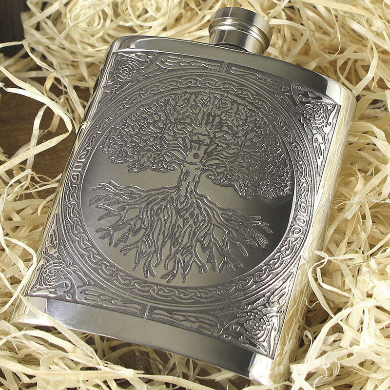 Pewter Tree Of Life Hipflask - British Pewter Personalized