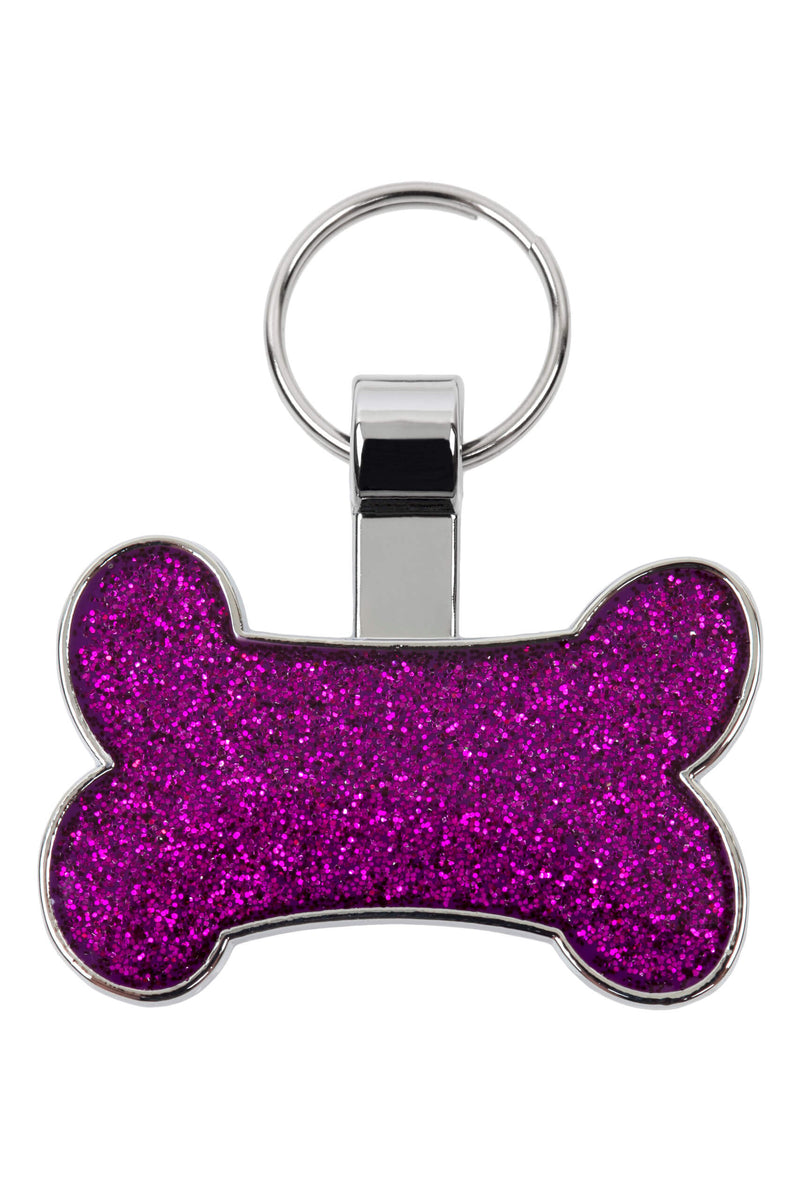 Purple Glitter Dog Bone Pet Tag