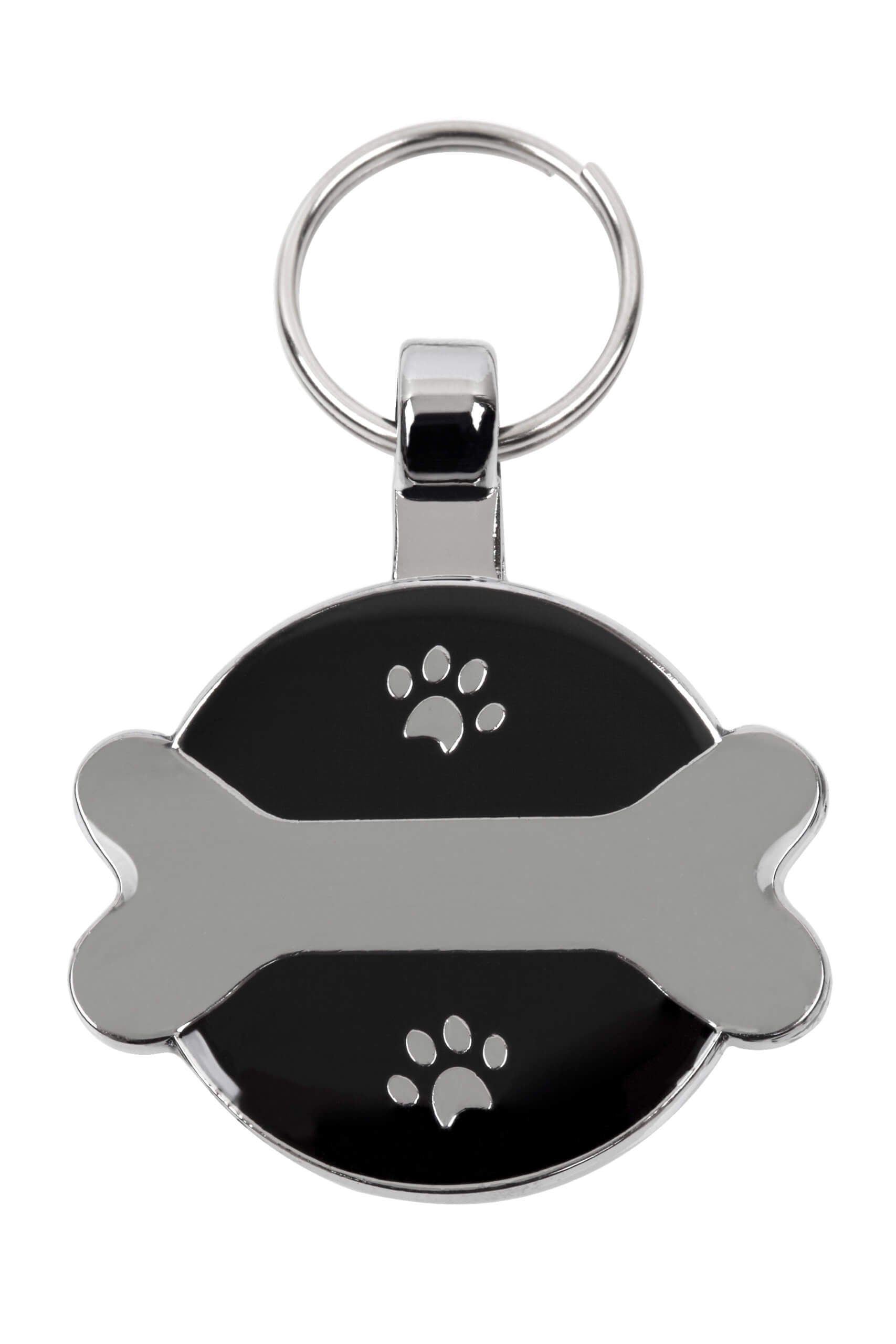 Silver Black Paw Dog Bone Pet Tag Mister Minit