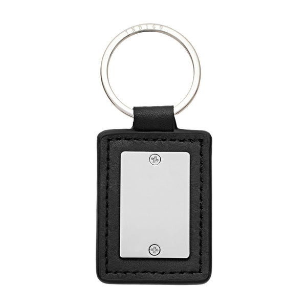 Dodge Ram 1500 Keychain – Black Leather & Stainless Steel Rectangular Key Ring (KC1540.R15)