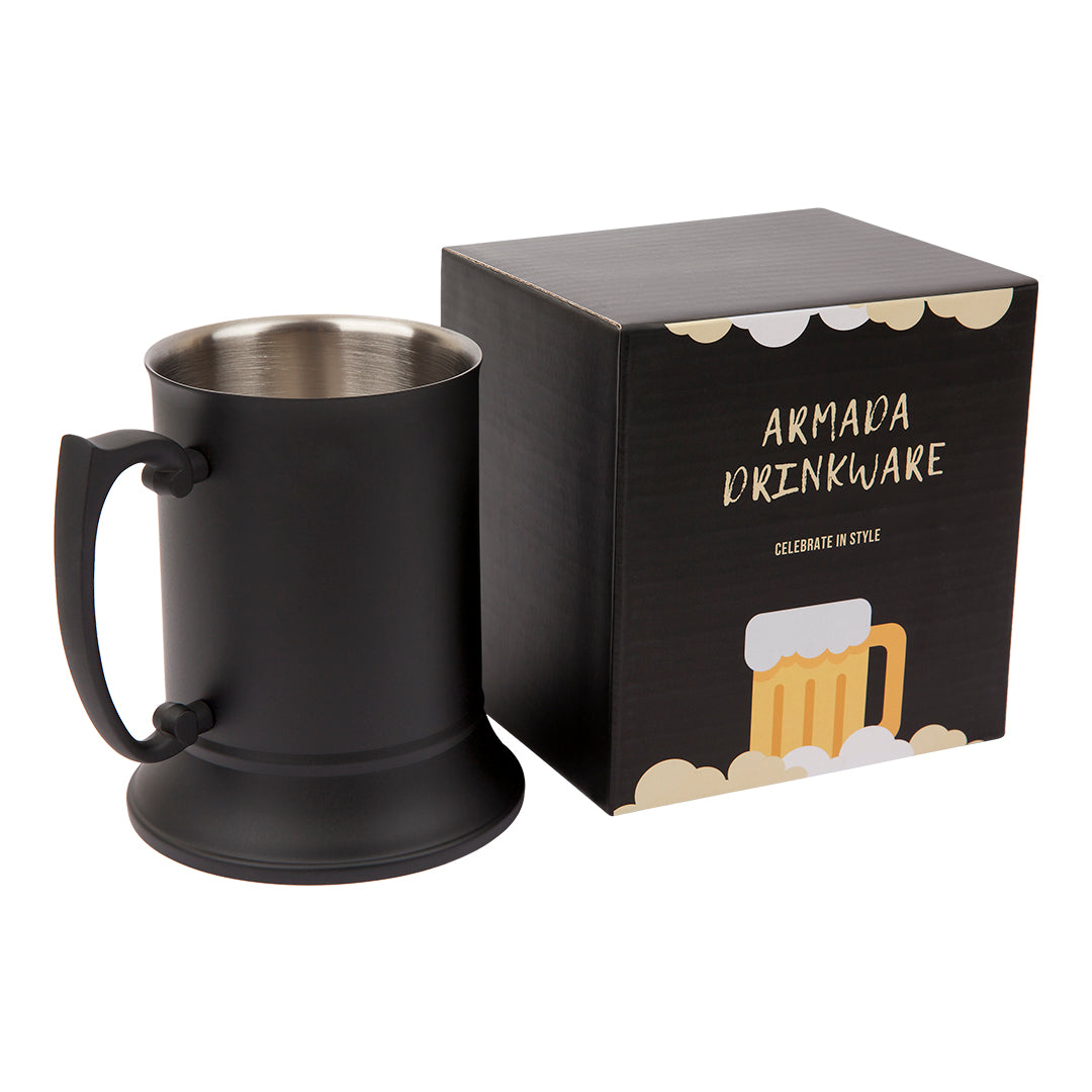 Matte Black Tankard -  Stainless Steel - Add Personalisation