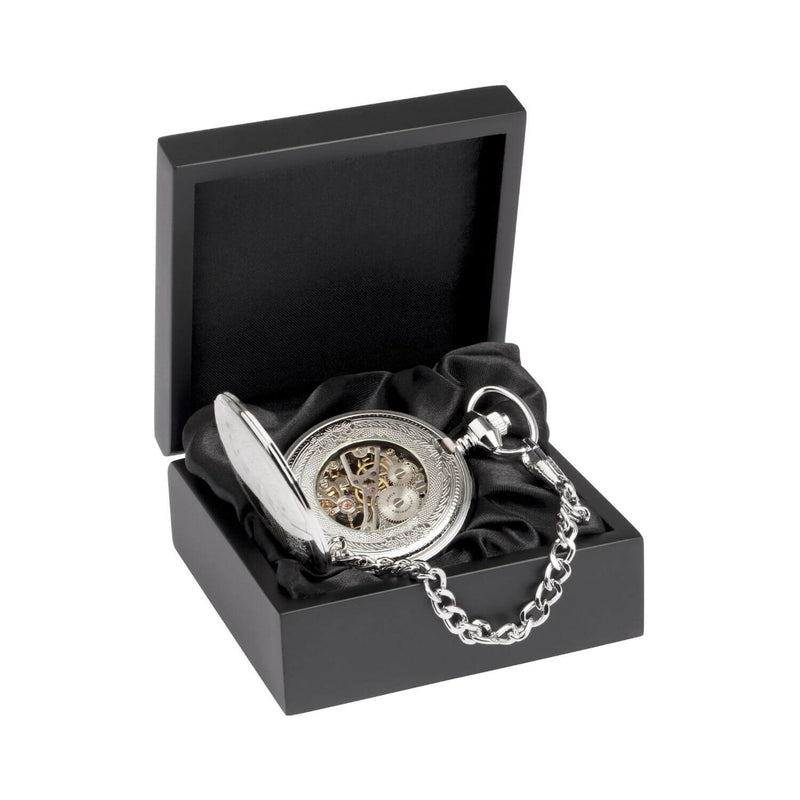 Mechanical Pocket Watch - Stainless Steel - Add Engraving