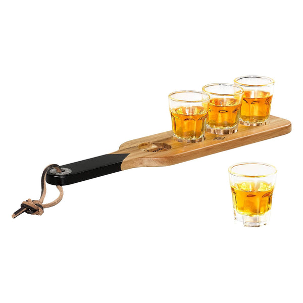 shot glasses and serving paddle