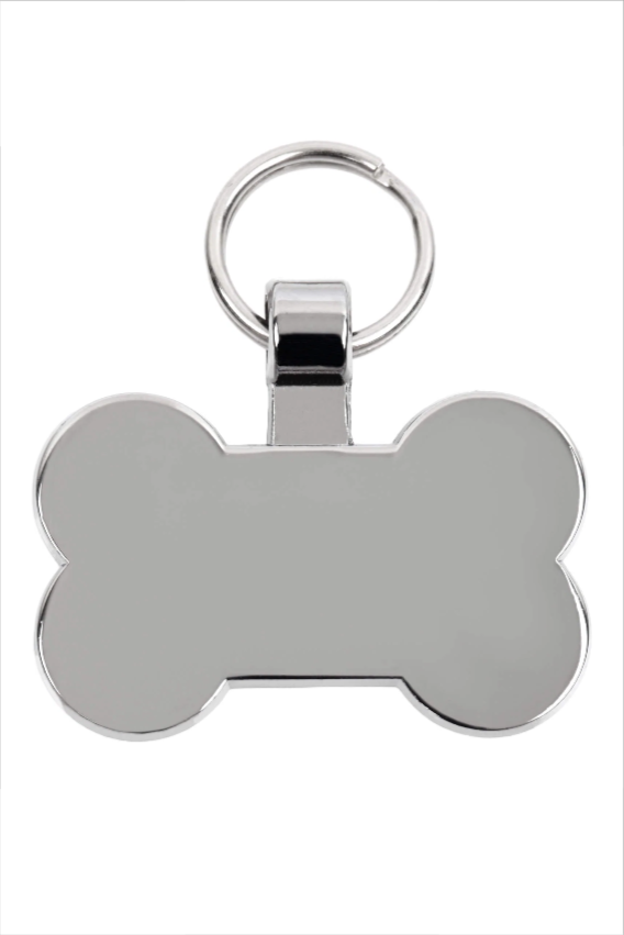 Silver Dog Bone Pet Tag - Pet Identification Tag - Engraved