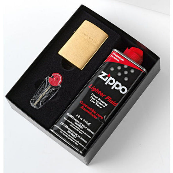 Zippo Classic Brushed Brass Gift Pack